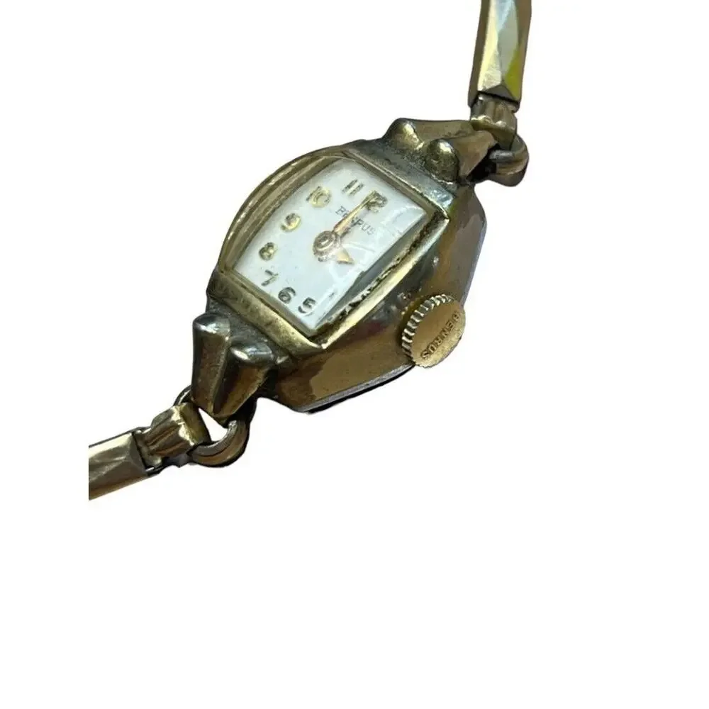 Vintage Benrus Swiss 10k gf Ladies Wrist Watch Glen Band Not Working